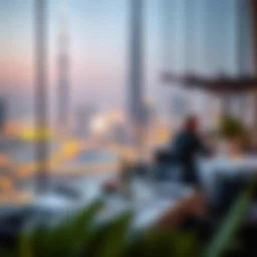 Dining Terrace with City Skyline Stunning view of Nation Tower dining terrace overlooking the city skyline