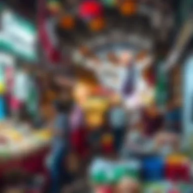 Vibrant Market Life on Holidays A bustling market scene during a public holiday in the UAE