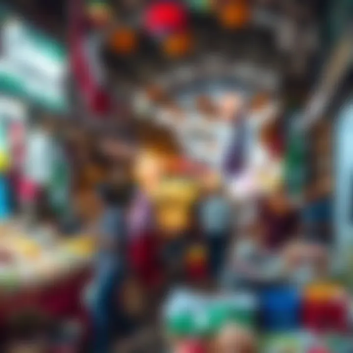 Vibrant Market Life on Holidays A bustling market scene during a public holiday in the UAE