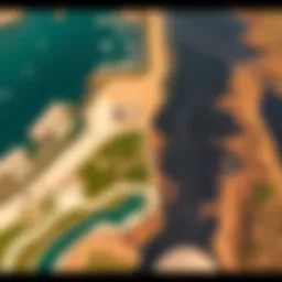 Stunning aerial view of Ras Khor Wildlife Sanctuary showing diverse ecosystems
