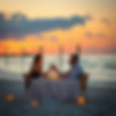 Candlelight Dinner on the Beach Couple enjoying a candlelight dinner on a serene beach