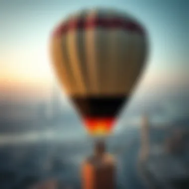 Hot Air Balloon Over Dubai Skyline A breathtaking view from a hot air balloon over Dubai's skyline