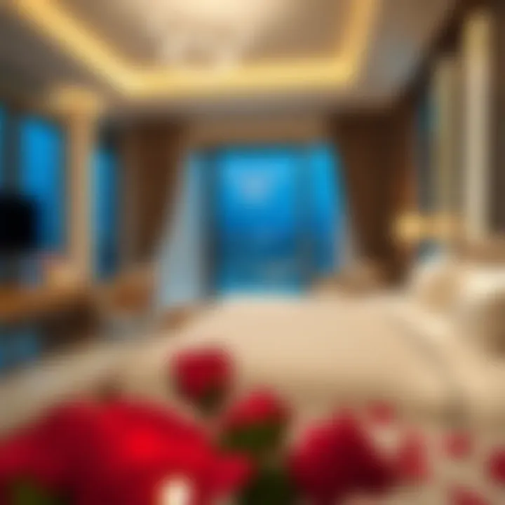 Luxurious Resort Suite Ambiance Elegant ambiance of a luxurious resort suite with rose petals