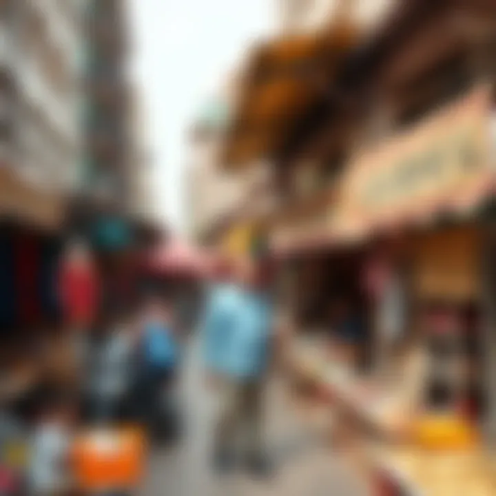A lively market scene highlighting cultural diversity and local vendors in International City