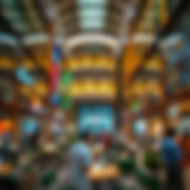 Dynamic Commercial Hub of The Avenue A vibrant commercial space within The Avenue at Etihad Towers bustling with activity.