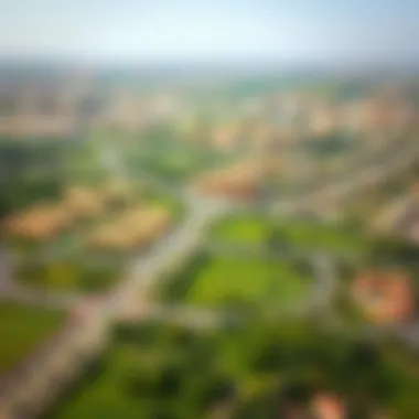 Aerial view of Mushrif, showcasing its lush greenery and urban layout