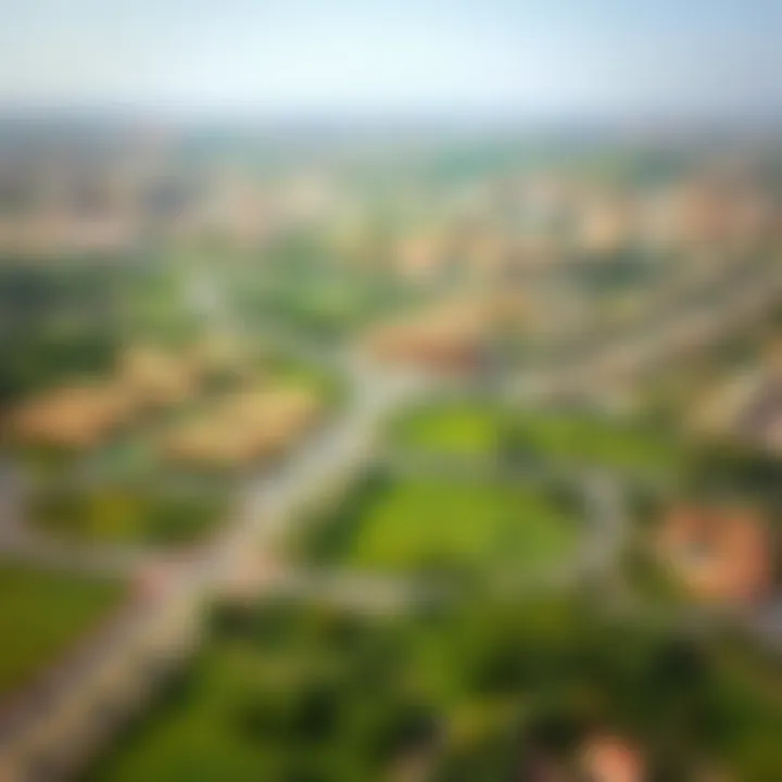 Aerial view of Mushrif, showcasing its lush greenery and urban layout