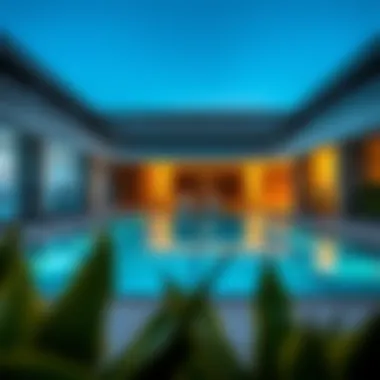 Premium amenities offered at The Opus including a state-of-the-art gym and pool area