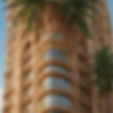 Close-up of The Palm Tower's luxurious facade showcasing intricate details.