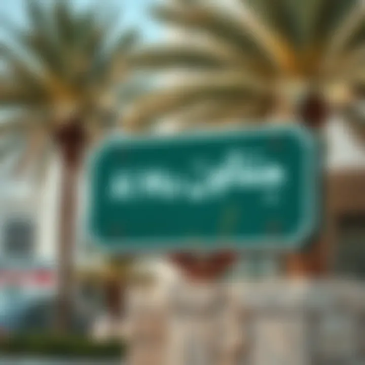 Signage indicating postal code in Al Muteena