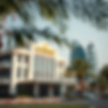 A close-up of government buildings indicating regulatory framework and laws in Dubai