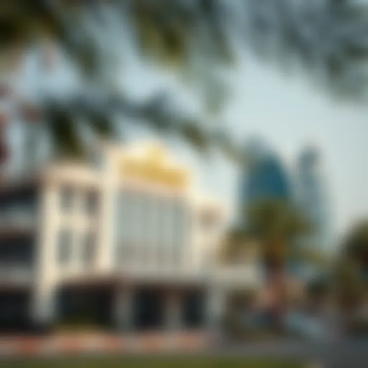 A close-up of government buildings indicating regulatory framework and laws in Dubai